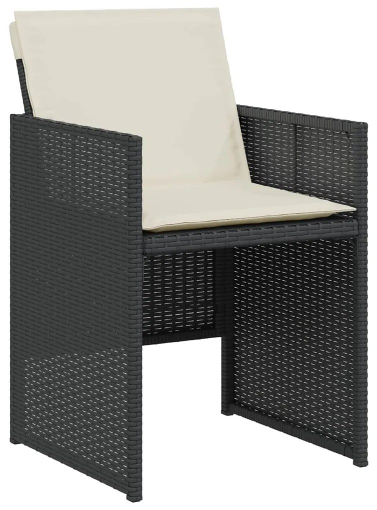 3 pcs conjunto de bistrô com almofadões vime PE preto