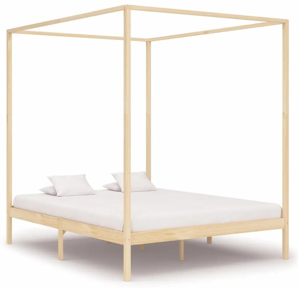 Estrutura de cama com toldo 160x200 cm madeira pinho maciço