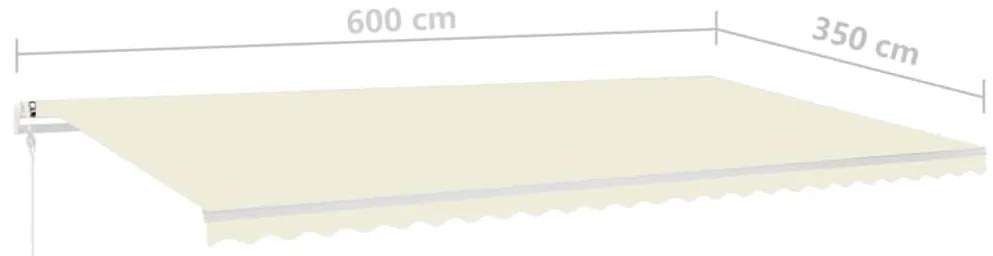 Toldo retrátil manual com LED 6x3,5 m cor creme
