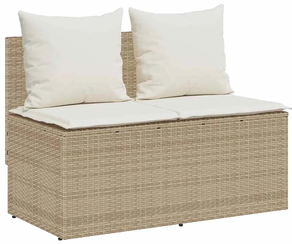 3 pcs conjunto de jantar p/ jardim com almofadões vime PE bege