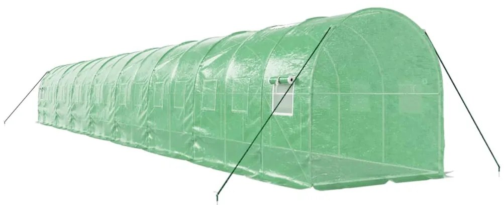 Estufa com estrutura de aço 32 m² 16x2x2 m verde