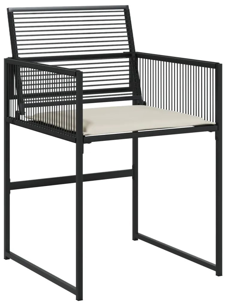 9 pcs conjunto de jantar p/ jardim c/ almofadões vime PE preto