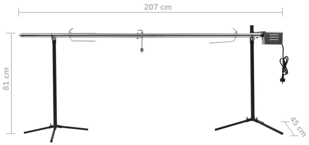 Grelhador automático com motor em aço inoxidável 207x45x81 cm