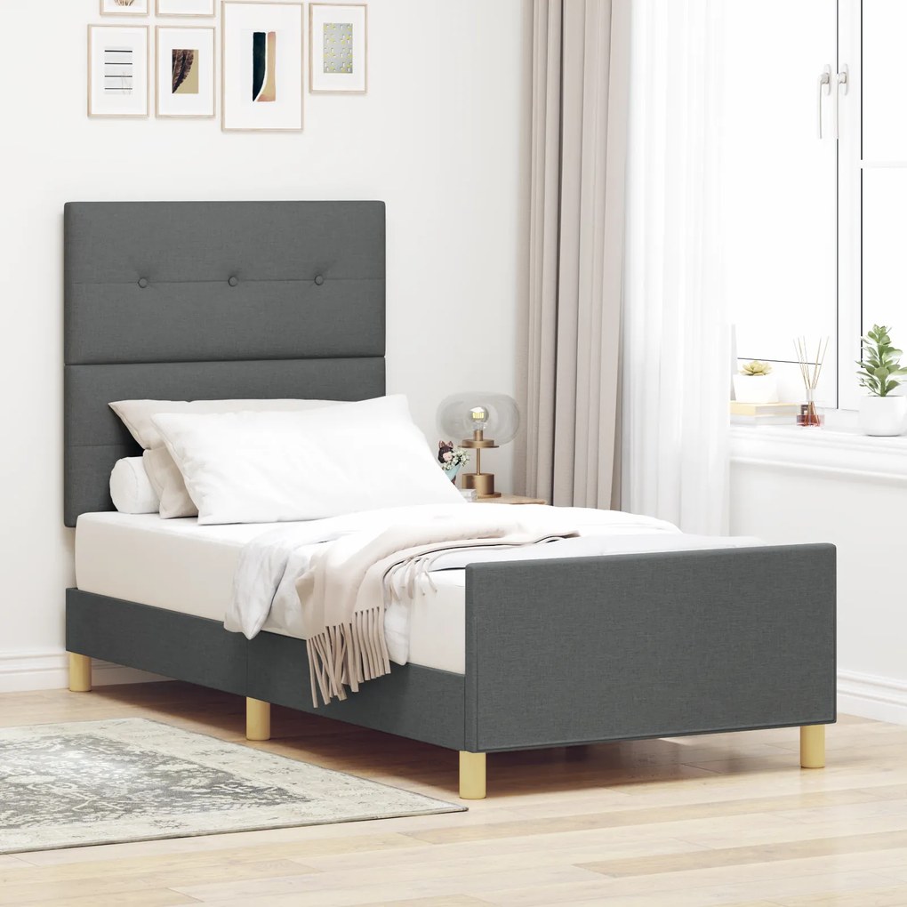 Cama vidaXL Cinza Escuro 80x200 cm de Tecido