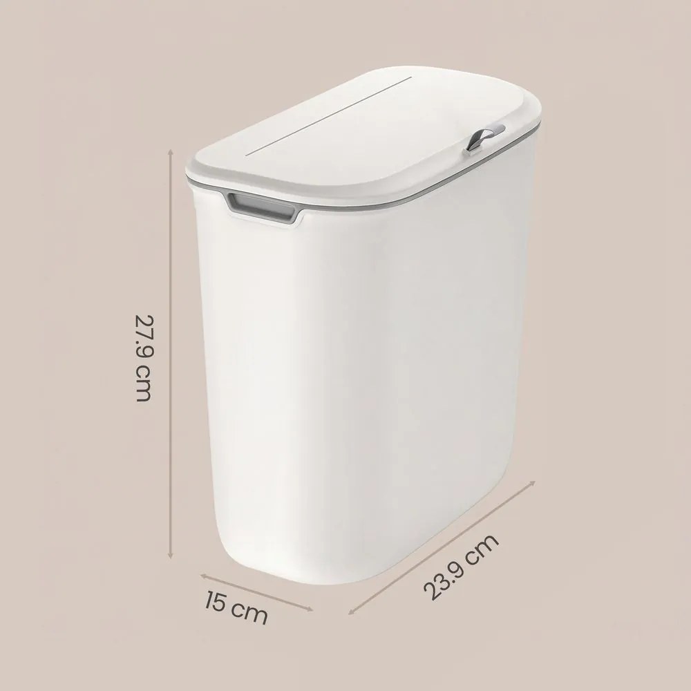 Caixote lixo cozinha de pendurar 9 L, 26 x 15 x 28 cm, branco