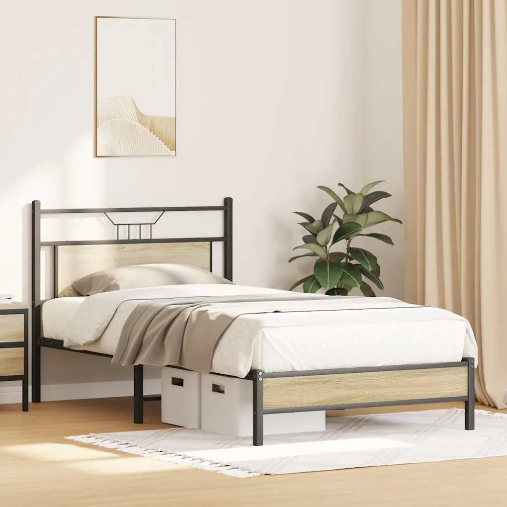 Estrutura cama s/ colchão derivados de madeira carvalho sonoma