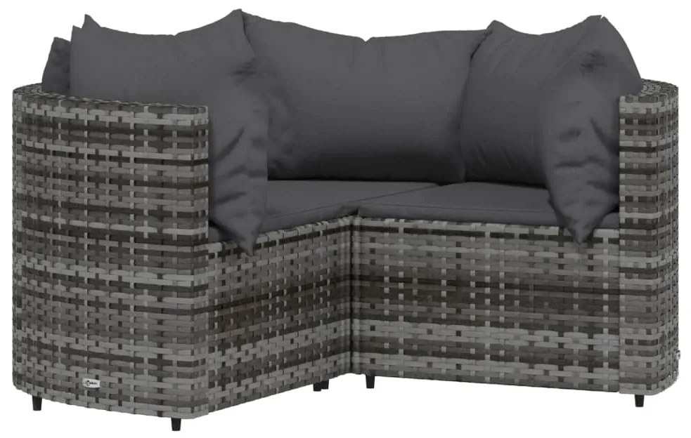 4 pcs conjunto lounge de jardim c/ almofadões vime PE cinzento