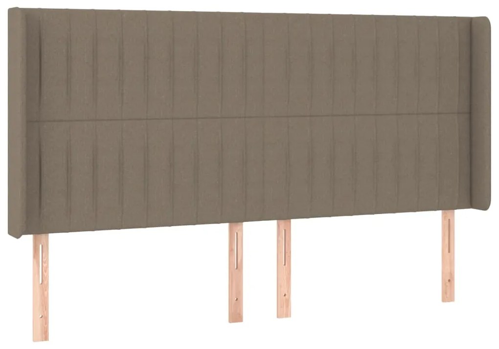 Cabeceira cama c/ LED tecido 183x16x118/128cm cinza-acastanhado