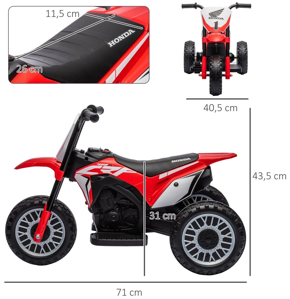 HOMCOM Mota Elétrica com Licença Honda CRF450RL para Crianças acima de