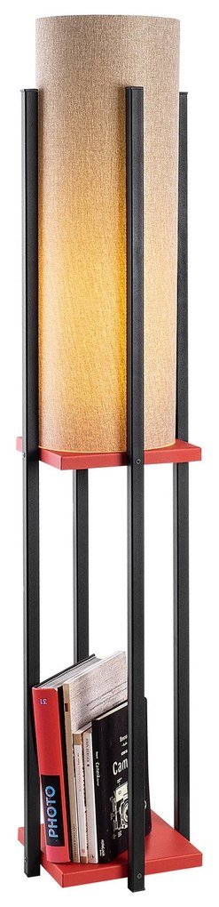 Candeeiro de Pé 7132 – Preto/Vermelho – 20 cm Diâmetro do Abajur, 64 c