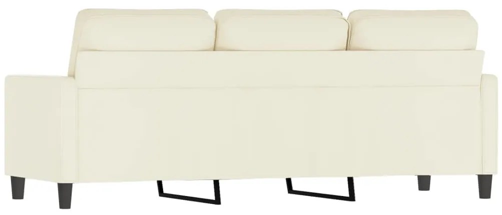 Sofá de 3 lugares 180 cm veludo cor creme