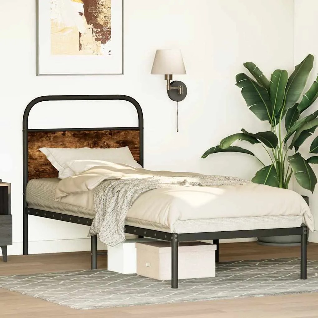 Estrutura cama s/ colchão derivados de madeira carvalho fumado
