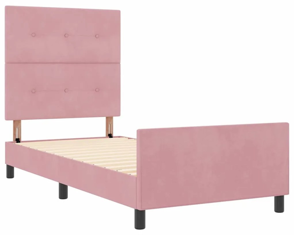 Estrutura de Cama vidaXL Rosa 90x200 cm Veludo