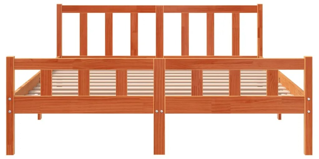 Cama sem colchão 150x200 cm madeira pinho maciça castanho-mel