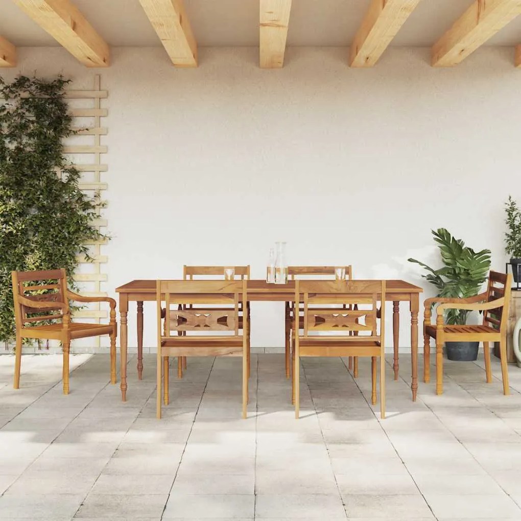 vidaXL Conjunto de jantar para jardim 7 pcs madeira de teca maciça