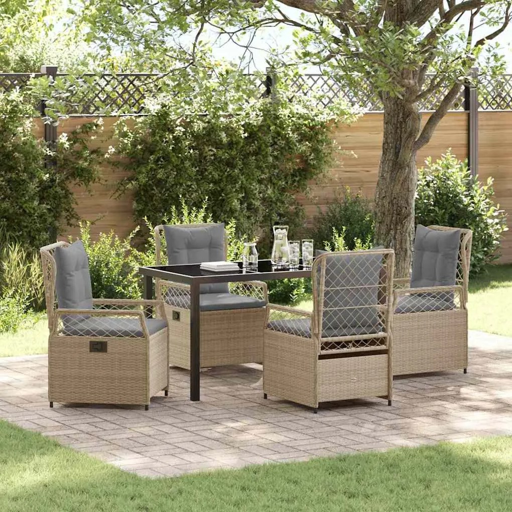 vidaXL Conjunto de jantar de jardim 5 peças bege em polyrattan.