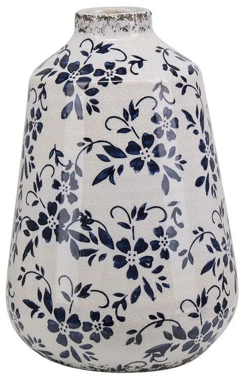 Vaso branco e azul marinho 25 cm MARONEIA Beliani