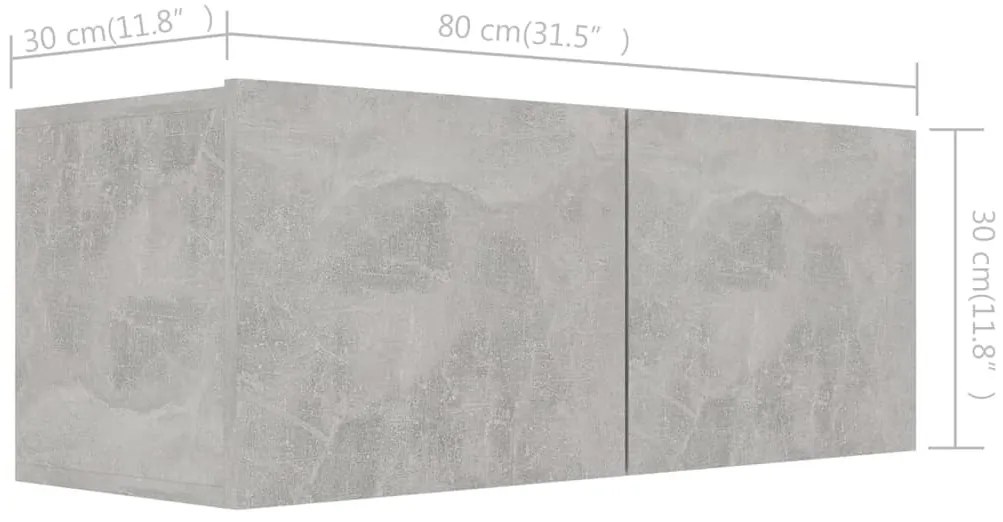 4 pcs conjunto móveis de TV derivados madeira cinzento cimento