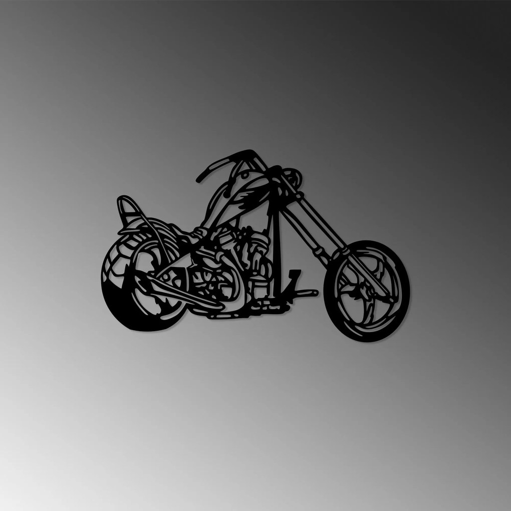 Acessório Decorativo de Parede Metal – Motocicleta – Preto – 44 x 70 c