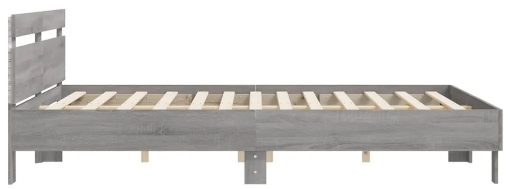 Estrutura cama c/ cabeceira/luzes LED 180x200cm cinzento sonoma