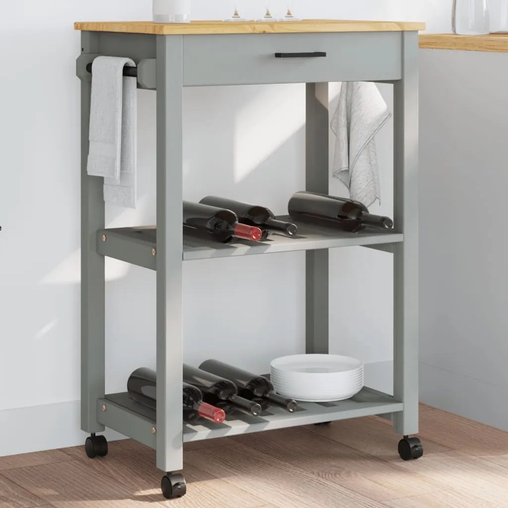 vidaXL Carrinho de cozinha MONZA 60x40x90 cm madeira de pinho maciça