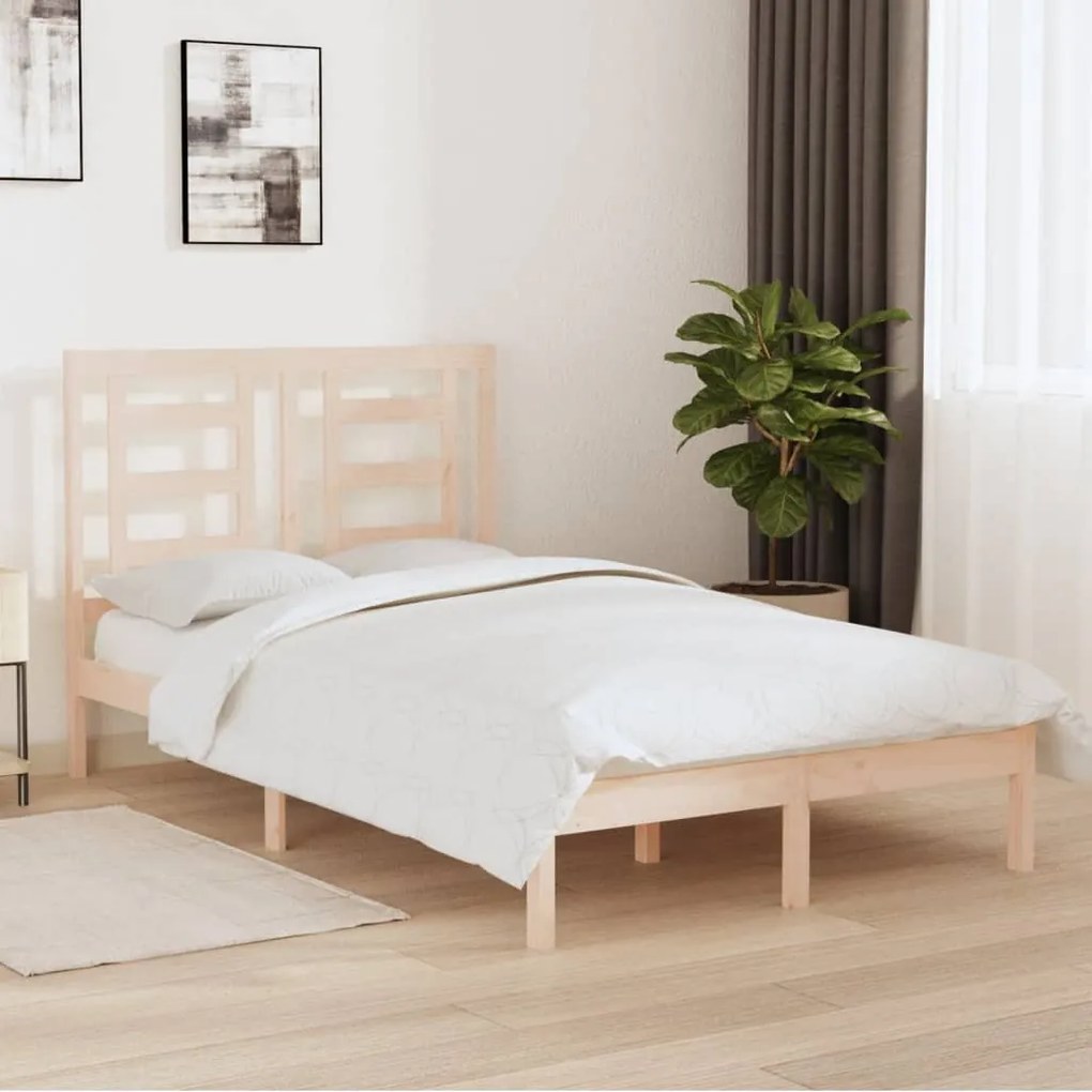 Estrutura de cama dupla pequena 4FT 120x190 cm madeira maciça