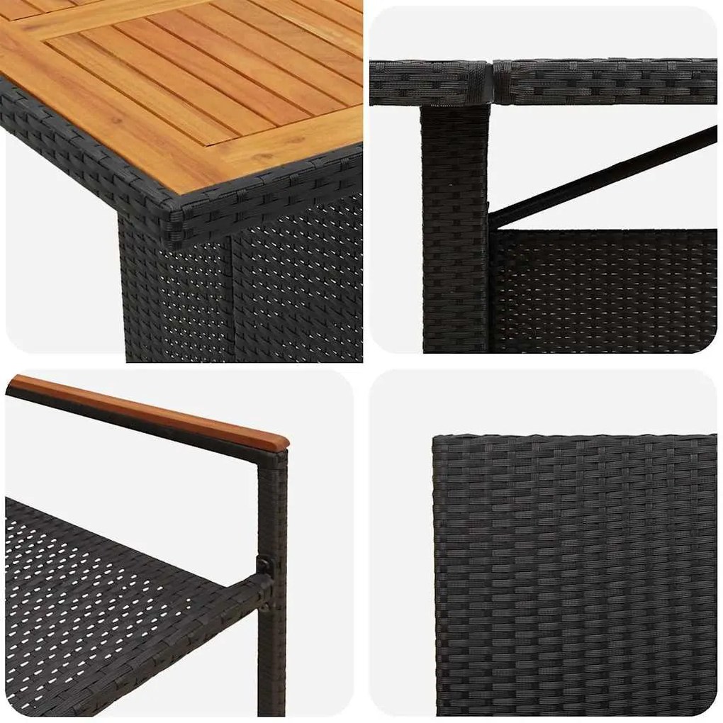 Conjunto de Jantar para Jardim 11 pcs Preto 10 Lugares
