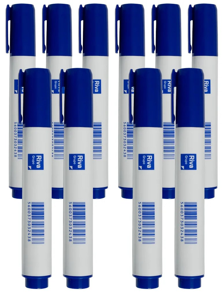 Marcador Quadro Branco RIVA Azul 10 Unidades