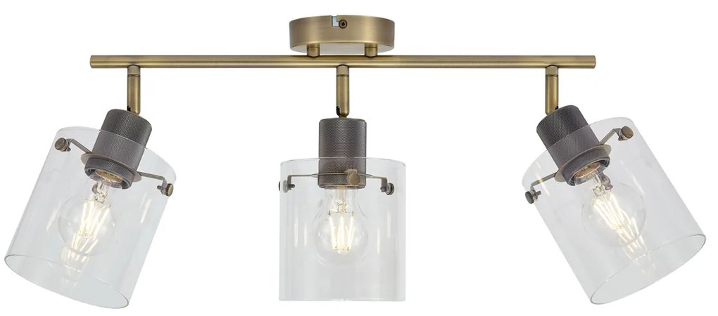Foco de teto de design bronze com vidro transparente 3 luzes - Domo Moderno