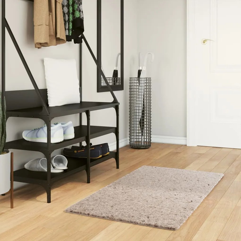 Tapete shaggy de pelo alto PAMPLONA 60x110 cm bege