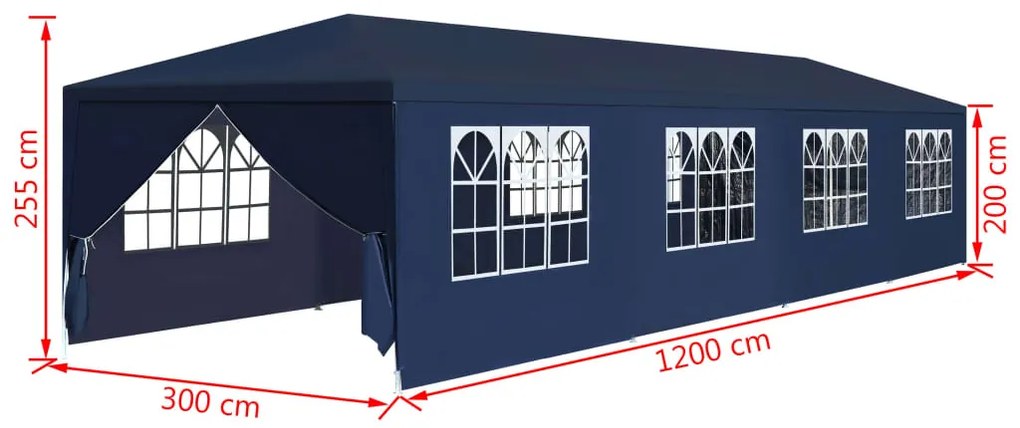 Tenda de jardim 3x12 m azul