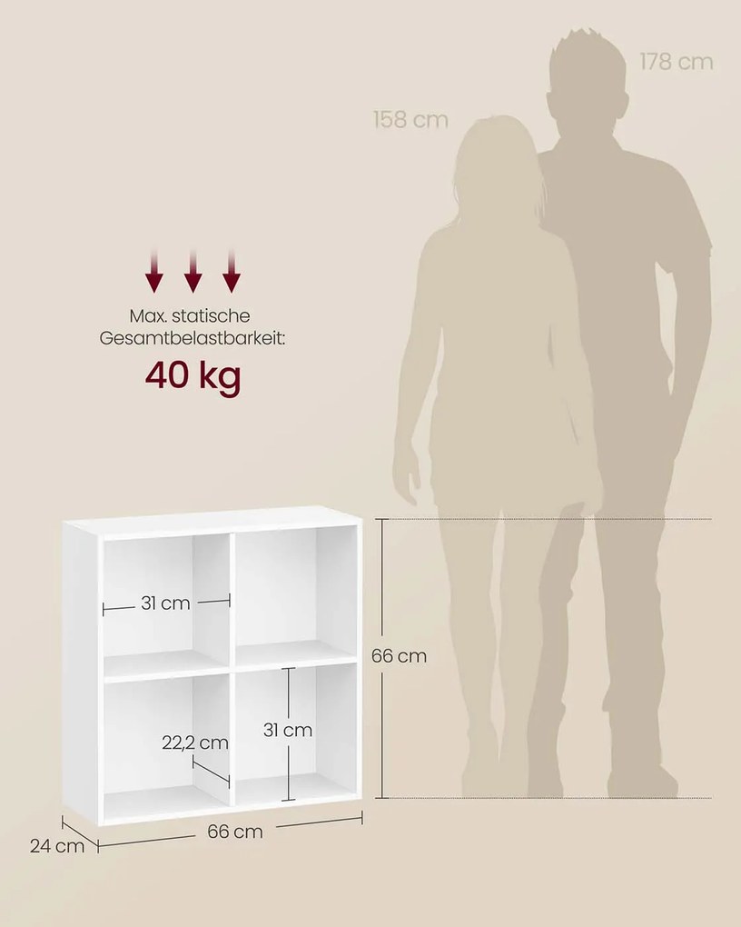 Estante com quatro compartimentos 24 x 66 x 66 cm Branco