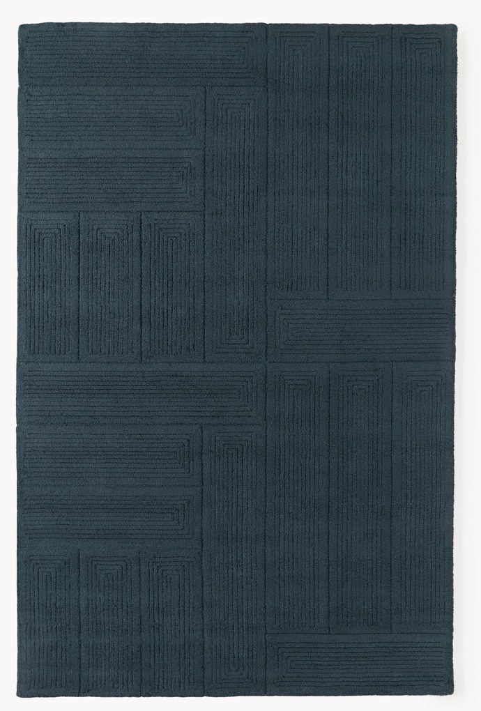 Tapete de lã artesanal Alexia, azul