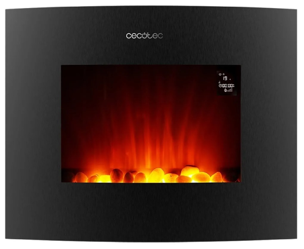 Lareira elétrica ReadyWarm 2650 Curved Flames Connected 2000 W. Duas intensidades: 1000 W e 2000 W. Controlo por Wi-Fi. Controlo remoto