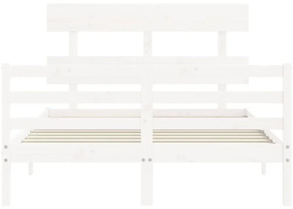 Estrutura de cama com cabeceira 120x200cm madeira maciça branco