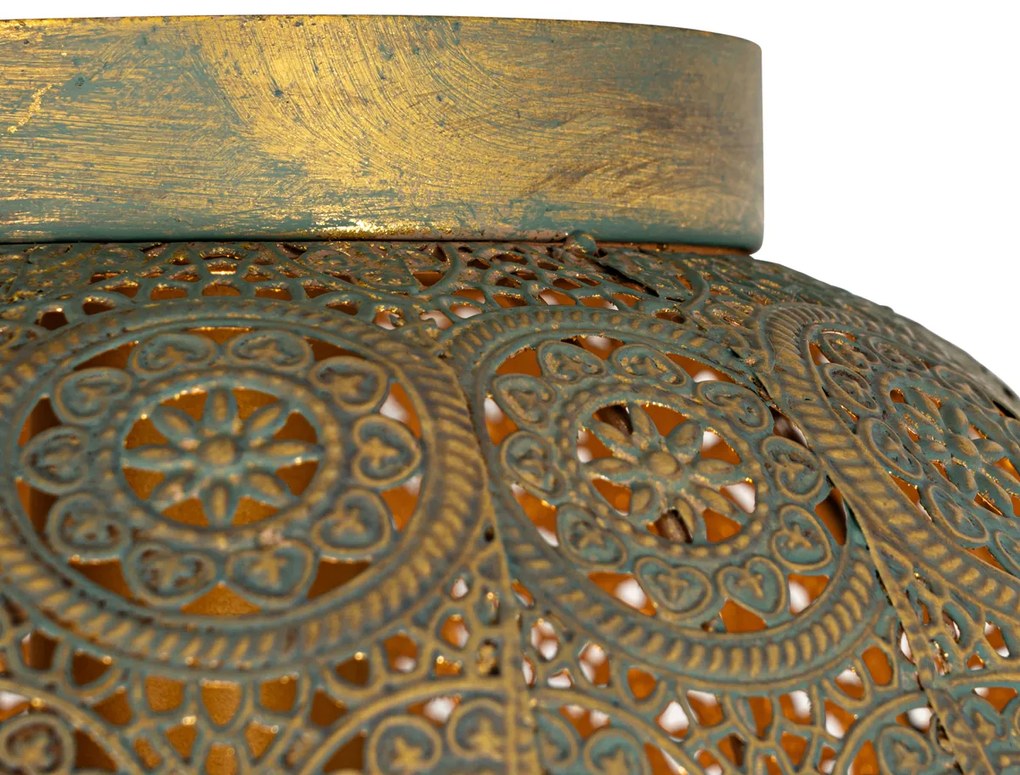 Candeeiro de teto oriental dourado com verde 28,5 cm - Baloo Oriental