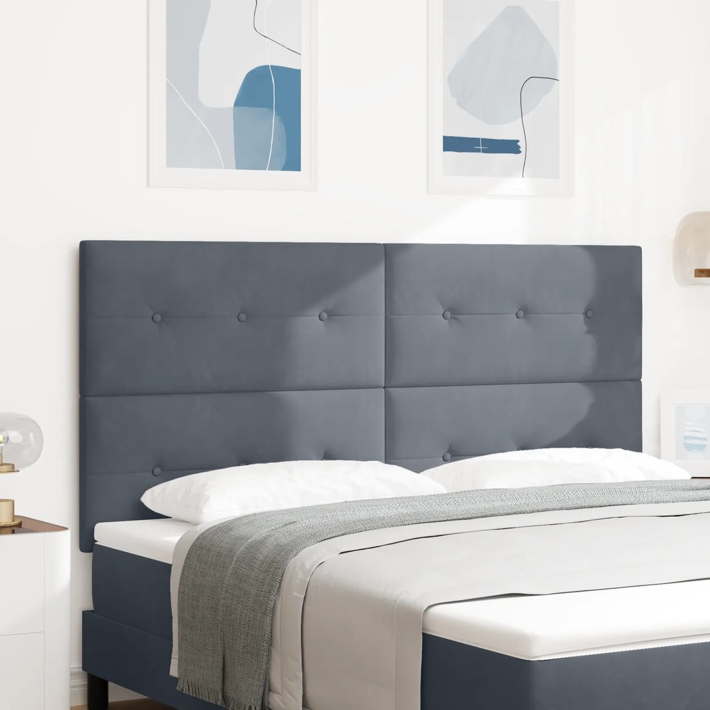 Cabeceira vidaXL Botonê Cinza Escuro 180 cm Veludo