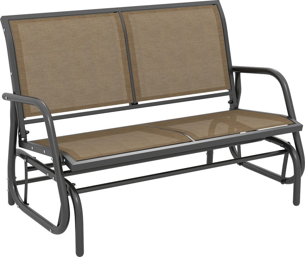 Outsunny Banco de Balanço 2 Lugares para Jardim em Metal e Texteline, 120x70x85 cm, Castanho Claro | Aosom Portugal