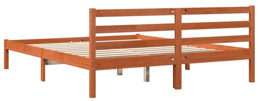 Estrutura de cama 200x200 cm pinho maciço castanho cera