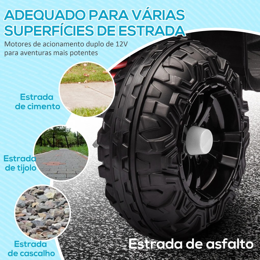 Moto 4 Elétrica para Crianças com Bateria 12V Faróis e Música Carga 30 kg 85x55,5x62 cm Branco