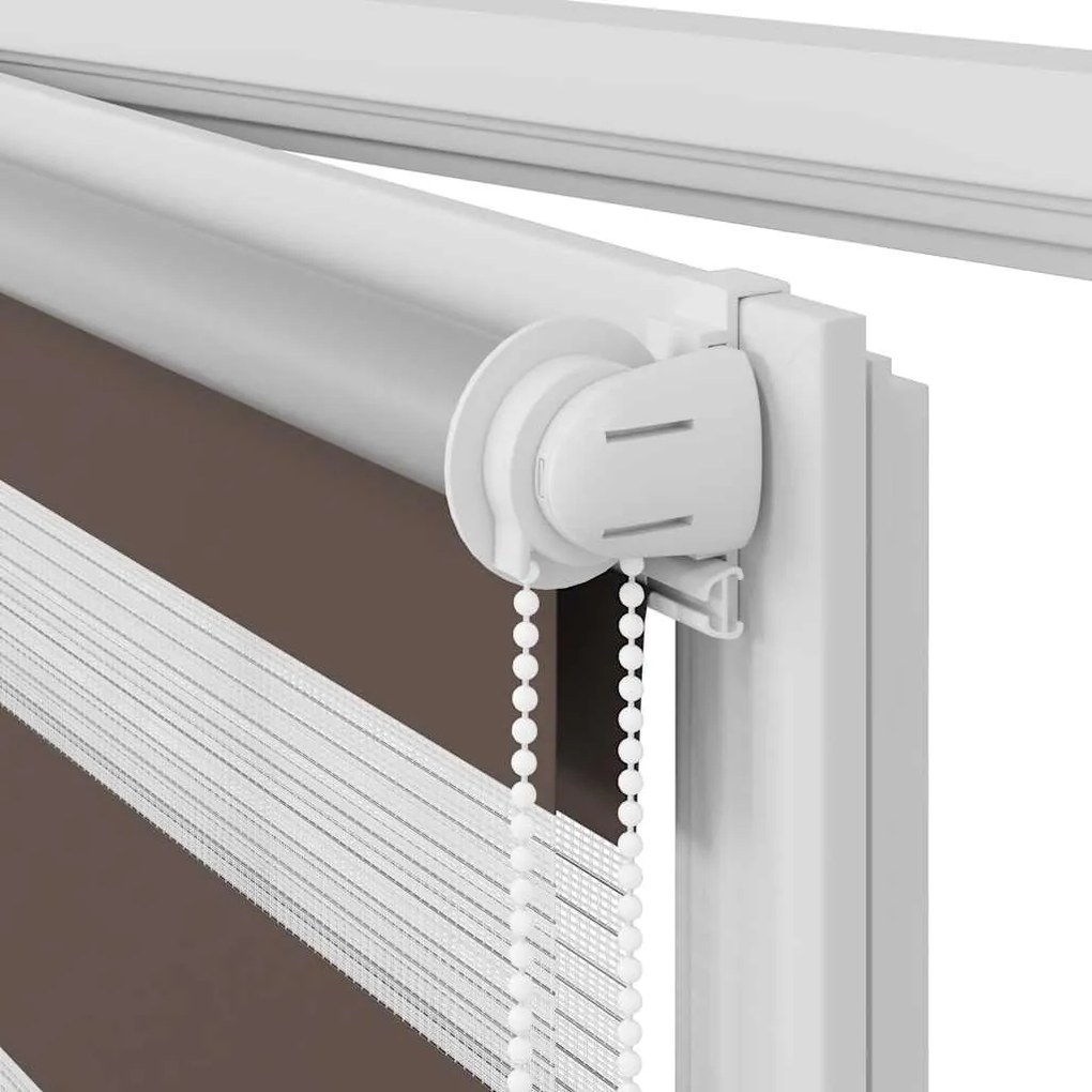 Estore de rolo 140 x 175 cm, linhas de zebra / Café