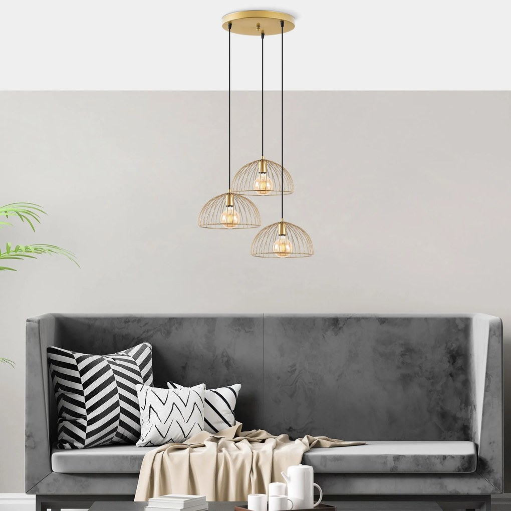 Candeeiro Telkure – Dourado Brilhante – 55 x 55 x 116 cm