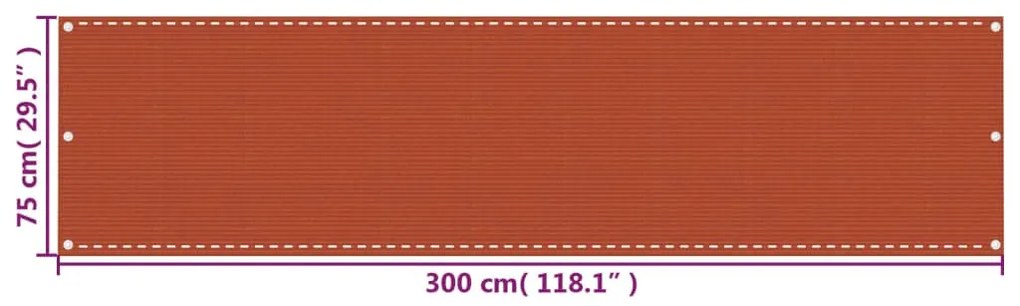 Tela de varanda 75x300 cm PEAD laranja