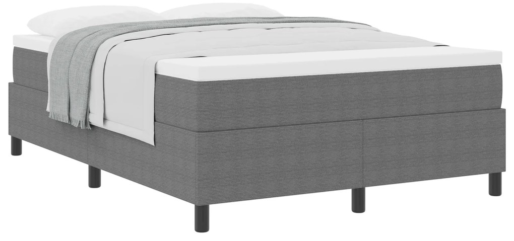 Cama Box Spring com Colchão Cinza Claro 140x200 cm Tecido de Corduroy