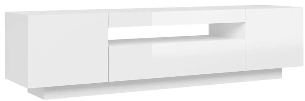 Móvel de TV com luzes LED 160x35x40 cm branco brilhante
