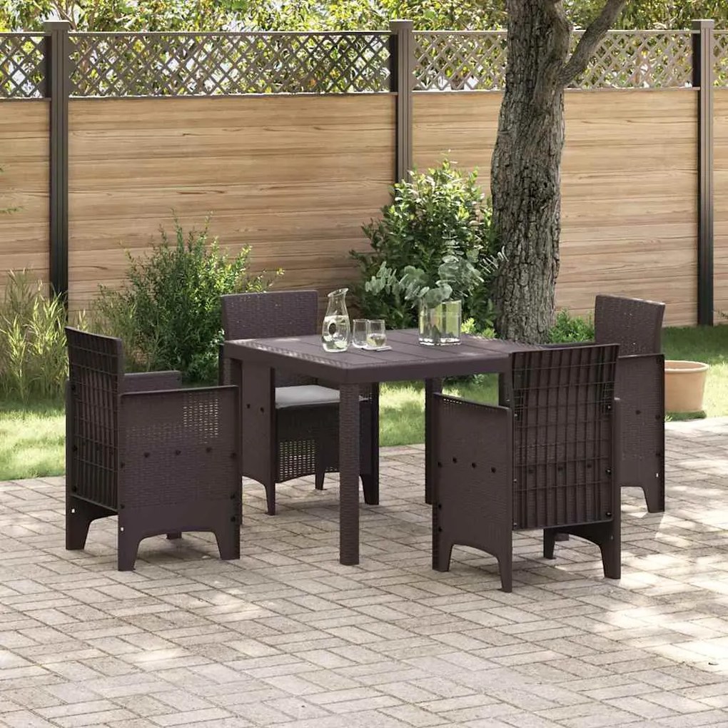 vidaXL Conjunto de Jantar para Jardim 5 pcs Castanho Plástico