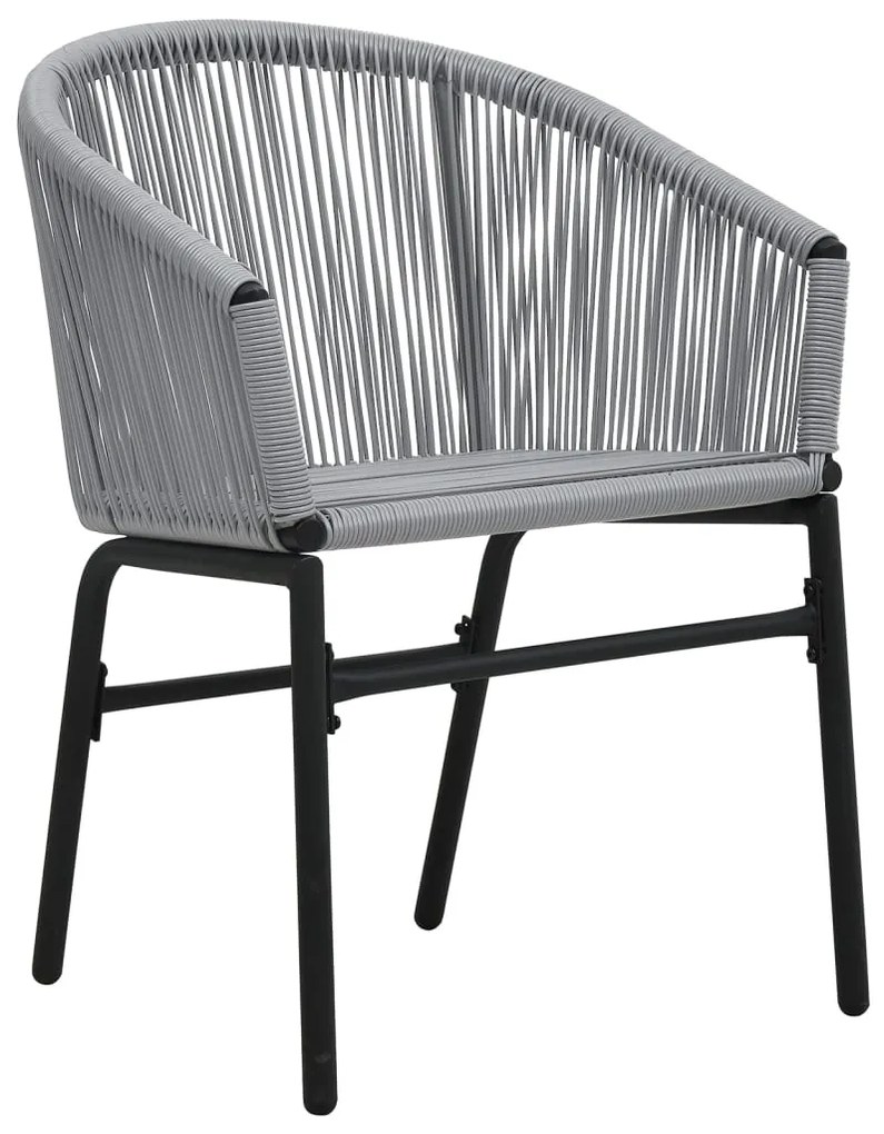 3 pcs conjunto de bistrô com almofadões vime PE cinzento