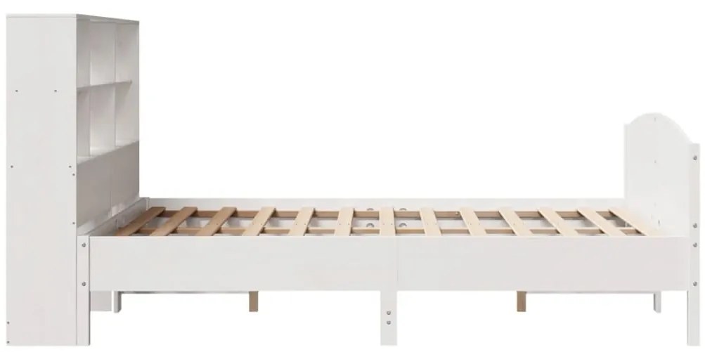 Cama com estante sem colchão 120x190 cm pinho maciço branco
