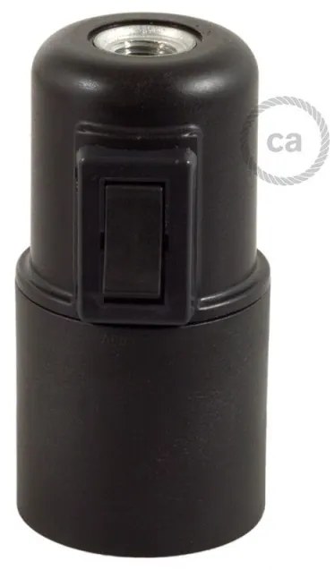 Thermoplastic E27 lamp holder kit with switch - Preto