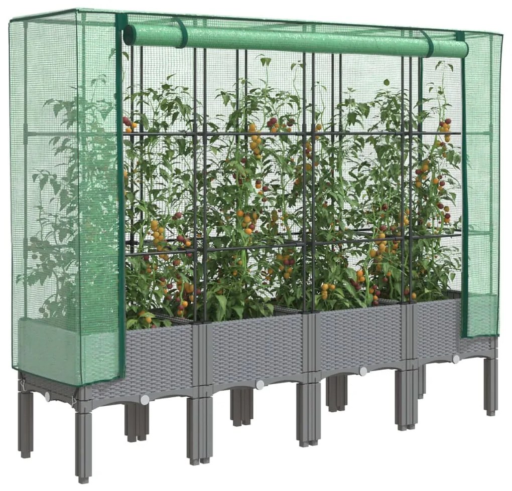 vidaXL Canteiro elevado com cobertura de estufa aspeto de vime